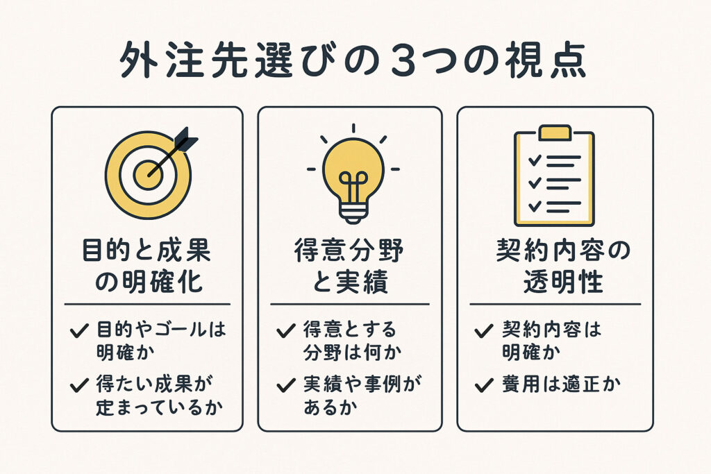 外注先選びの3つの視点について