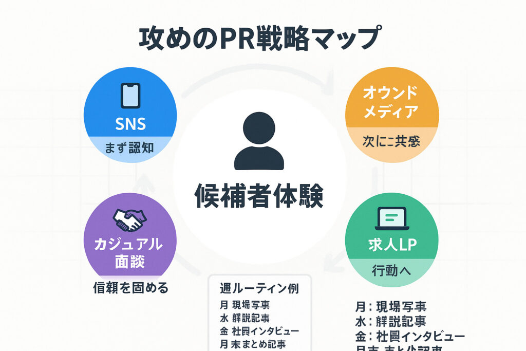 攻めのPR戦略マップを表している
