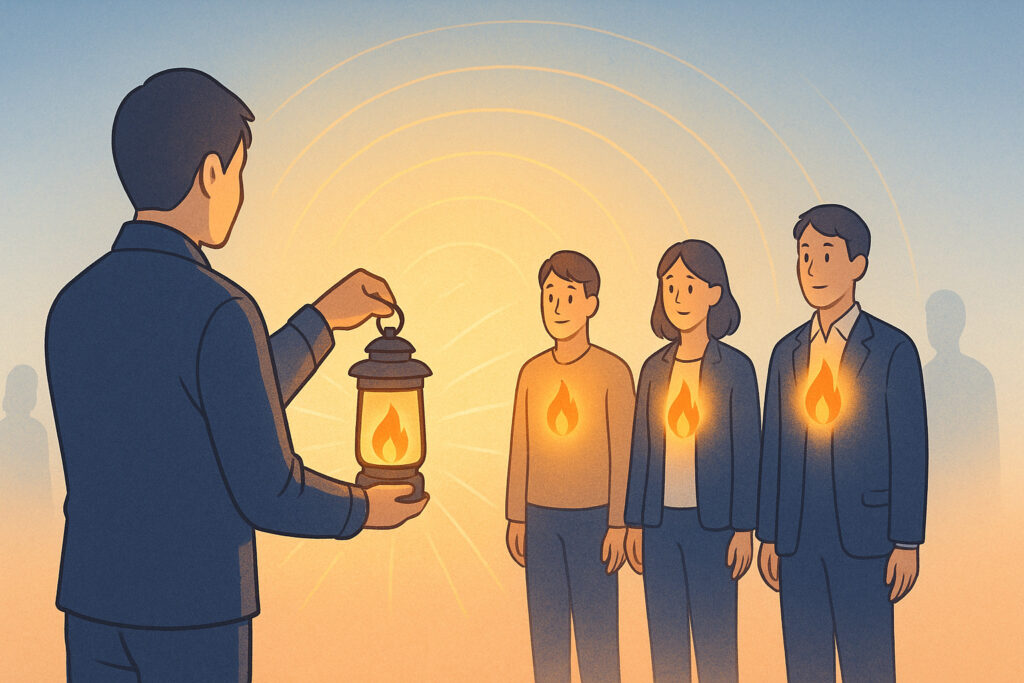 火がチームに広がるイメージ